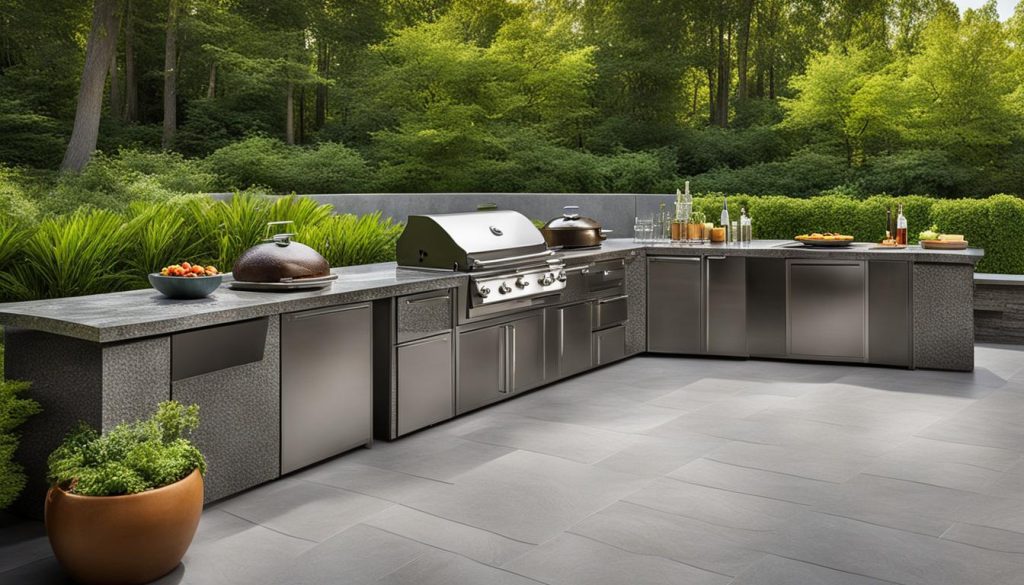 Outdoor Kitchen with Granite Countertops