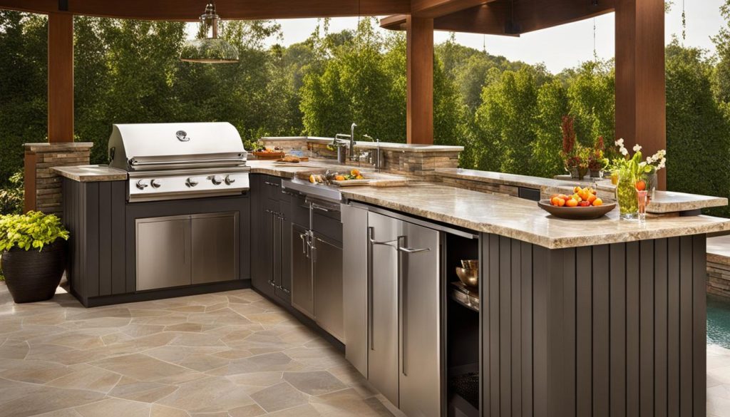 Functional outdoor kitchen backsplash