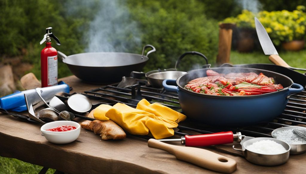 Outdoor cooking safety equipment