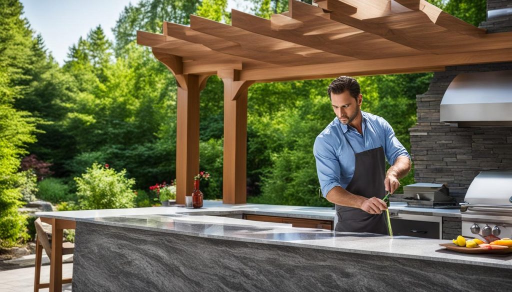 Outdoor kitchen countertop installation in Canada