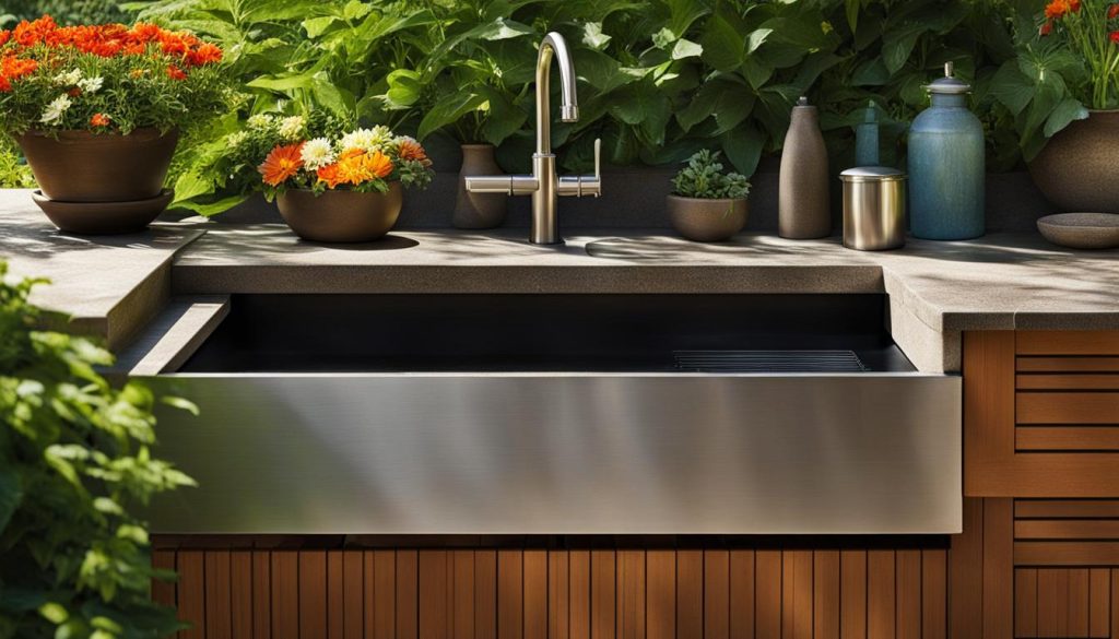 Outdoor kitchen sink installation