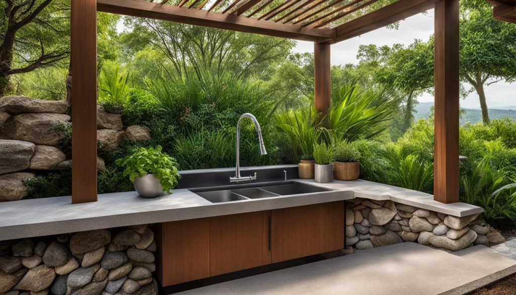 outdoor kitchen sink with proper drainage