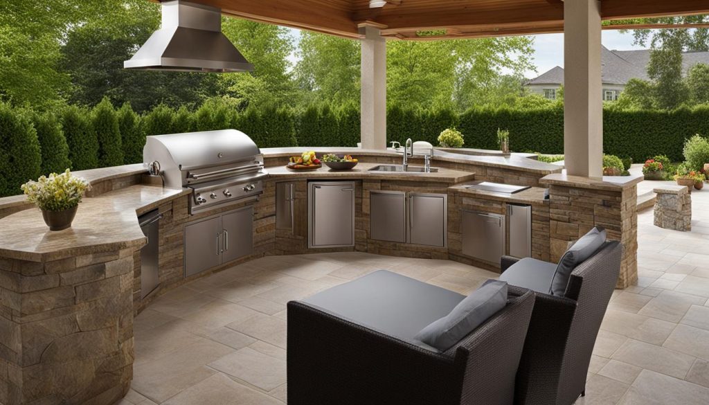 outdoor kitchen with clean and modern countertops
